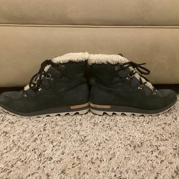 Sorel Women Black Suede Waterproof Fleece Lined Lace Up Winter Boots Size 7 - Picture 7 of 8